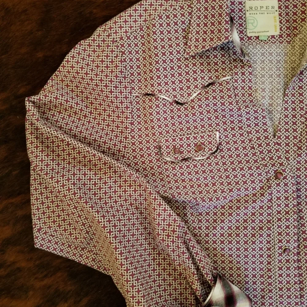 Roper Red and White Button Down Shirt - Picture 3 of 4